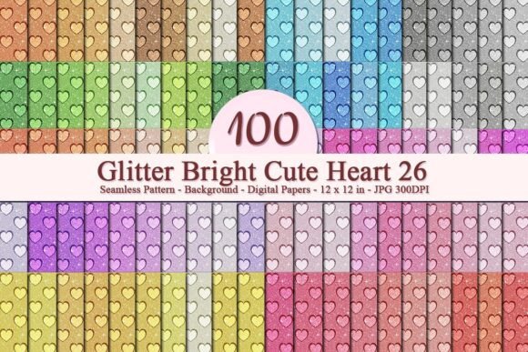 Glitter Bright Cute Heart 26 Pattern