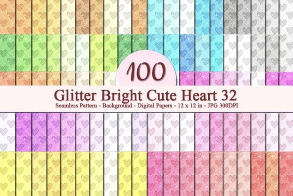 Glitter Bright Cute Heart 32 Pattern: A Versatile Digital Design for Creative Businesses