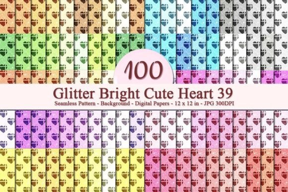 Glitter Bright Cute Heart 39 Pattern: A Versatile Digital Design for Creative Businesses