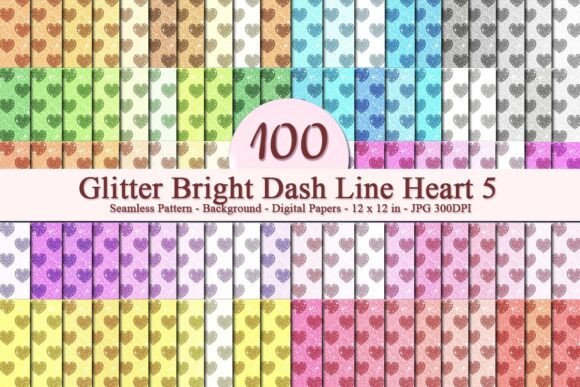 Glitter Bright Dash Line Heart 5 Pattern: A Versatile Digital Design for Creative Businesses