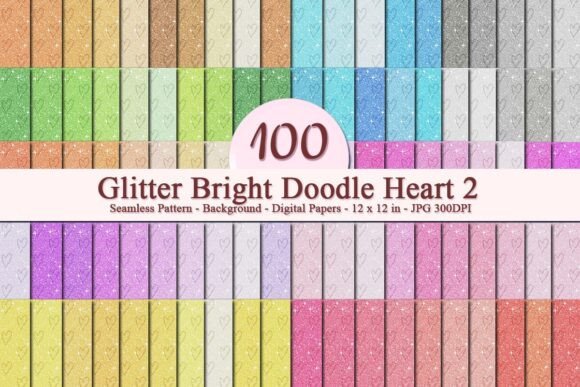 Glitter Bright Doodle Heart 2 Pattern: A Luxurious Digital Design for Creative Businesses
