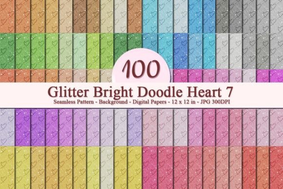 Glitter Bright Doodle Heart 7 Pattern