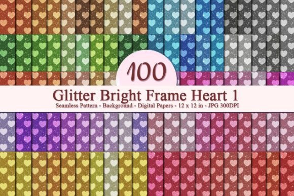 Glitter Bright Frame Heart 1 Pattern: A Versatile Digital Design for Creative Projects