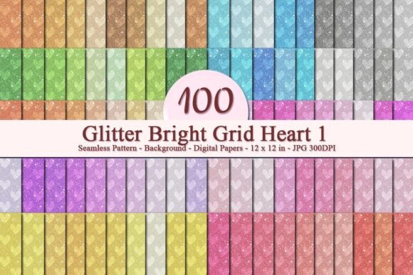 Glitter Bright Grid Heart 1 Pattern