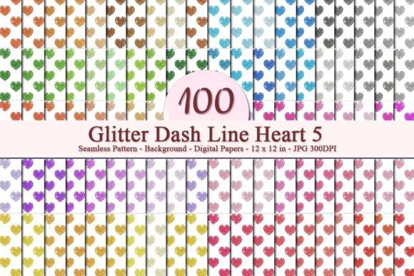 Glitter Dash Line Heart 5 Pattern