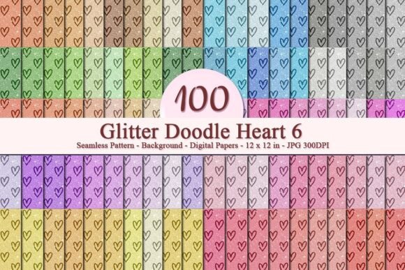 Glitter Doodle Heart 6 Pattern: A Versatile Digital Asset for Creative Workflows
