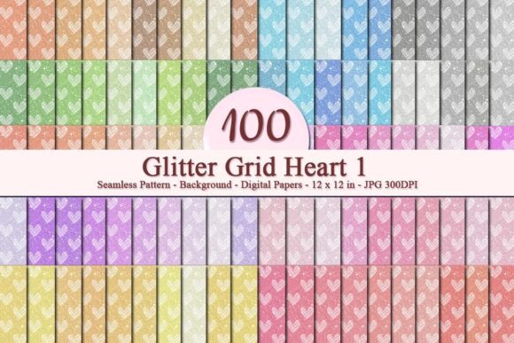 Glitter Grid Heart 1 Pattern: A Luxurious Digital Design for Creative Businesses