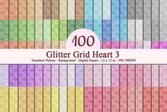 Glitter Grid Heart 3 Pattern: A Luxurious Digital Design for Creative Businesses