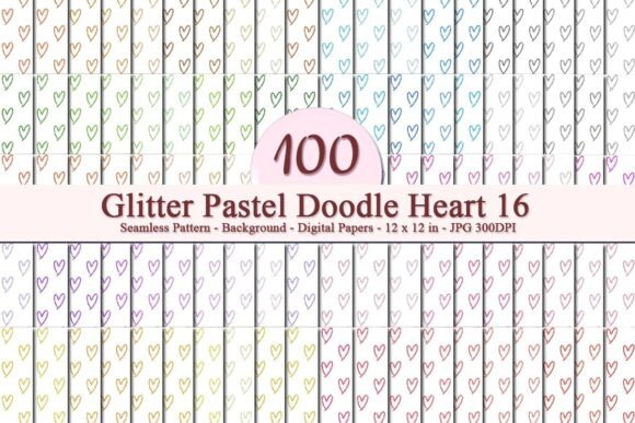 Glitter Pastel Doodle Heart 16 Pattern: A Versatile Digital Design for Creative Businesses
