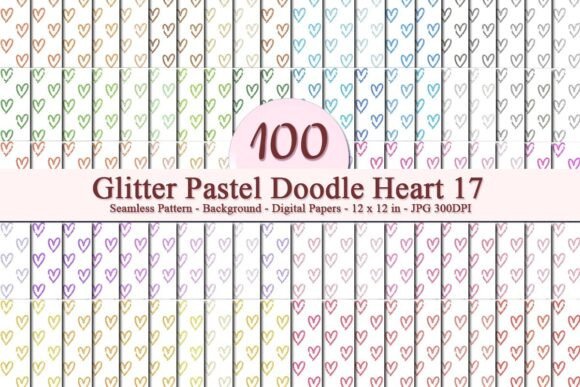 Glitter Pastel Doodle Heart 17 Pattern