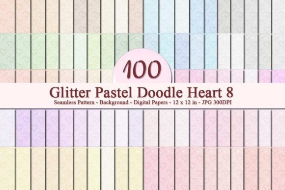 Glitter Pastel Doodle Heart 8 Pattern: A Versatile Digital Asset for Creative Workflows