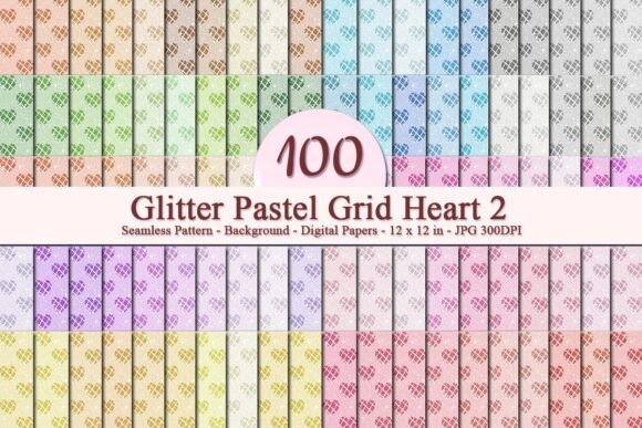 Glitter Pastel Grid Heart 2 Pattern: A Versatile Digital Design for Creative Expression
