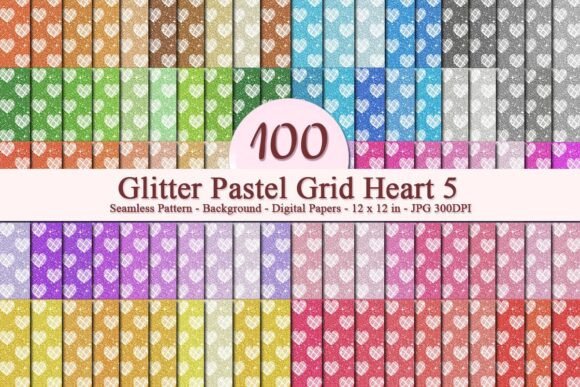 Glitter Pastel Grid Heart 5 Pattern
