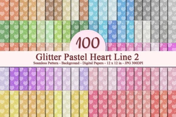 Glitter Pastel Heart Line 2 Pattern