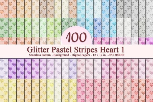 Glitter Pastel Stripes Heart 1 Pattern: A Versatile Digital Design for Creative Businesses