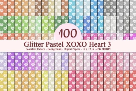 Glitter Pastel XOXO Heart 3 Pattern: A Versatile Digital Design for Creative Businesses