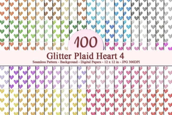 Glitter Plaid Heart 4 Pattern