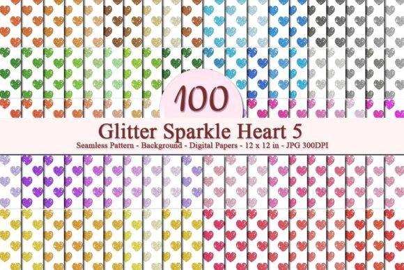Glitter Sparkle Heart 5 Pattern: A Luxurious Digital Design for Your Creative Projects