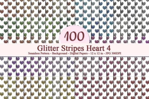 Glitter Stripes Heart 4 Pattern