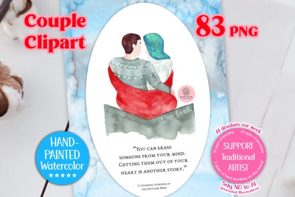 Valentine Clipart: Embrace the Elegance of Watercolor Couple PNG