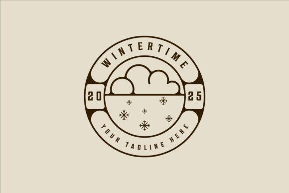 Winter Snow Cloud Logo Vector Line Art